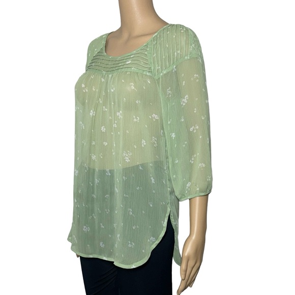 lc lauren conrad top Woman’s Small 3/4 Sleeve Green Pistachio - Picture 3 of 13